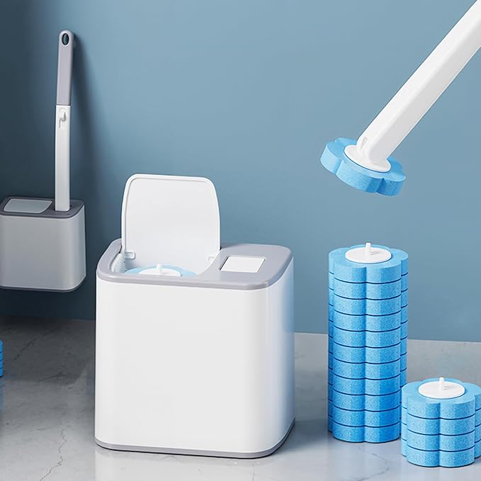Disposable Toilet Brush with Holder, Disposable Toilet Cleaning System with 36 Refills, Toilet Wand Kit for Bathroom Toilet Cleaning (Disposable Toilet Brush)