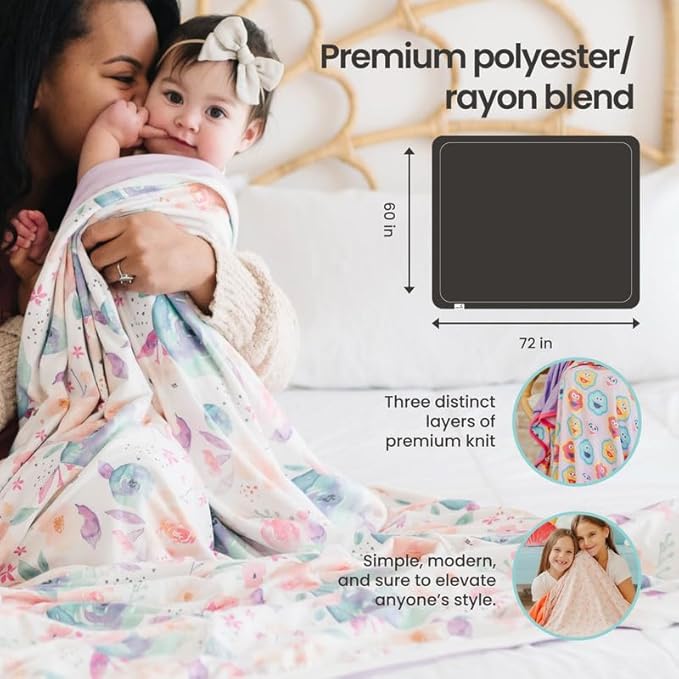 Copper Pearl Jumbo 3-Layer Baby Blanket: Soft Baby Quilts for Boys and Girls | Breathable, Cozy, Toddler Blanket | Baby Quilt for Newborns | 46x46 Premium Polyester/Rayon | Clementine