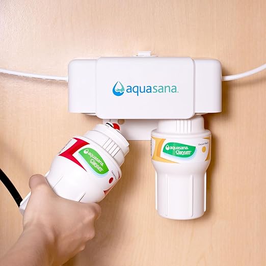 Aquasana Replacement Filter Cartridges for 2-Stage Under Sink Water Filtration System - Filters 99% Of Chlorine - 2 Count - AQ-5200R, Red and Yellow
