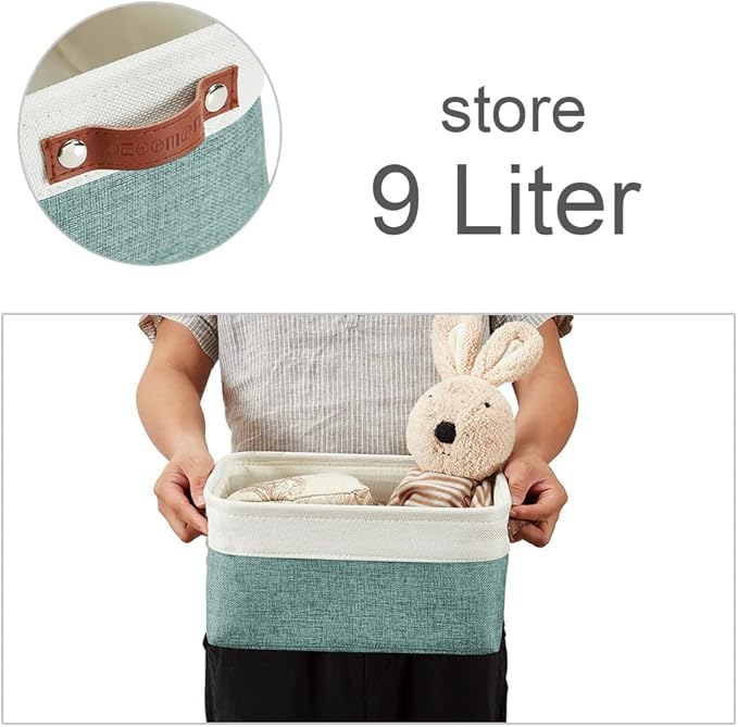DECOMOMO Small Storage Basket, Closet Storage Bins, Baskets for Organizing Shelves (Teal & White, Small - 6 Pack)