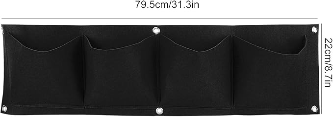 Atyhao Vertical Hanging Outdoor Wall Planter 4Pcs 4 Pocket Plant Grow Bag Wall Mounted Reusable Degradable Felt Garden Planter Herbs, Succulents Artificial Pl or Flowers. (Black)