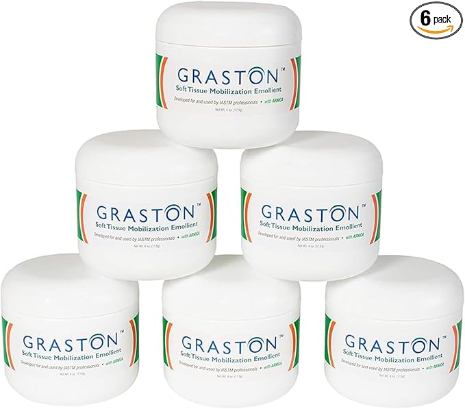 Graston Technique Arnica Soft Tissue Emollient - 4oz Jar Pro-Grade Therapy Cream for IASTM, Massage, Relief and Recovery, 6-Pack