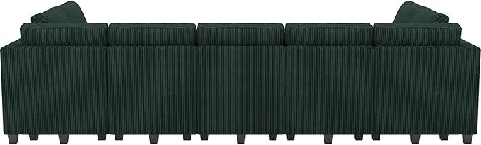 Belffin Large 15 Seat Modular Sectional Sofa with Storage Seat Corduroy Sleeper Sectional Sofa Bed Oversized Convertible Modular Couch for Living Room Green
