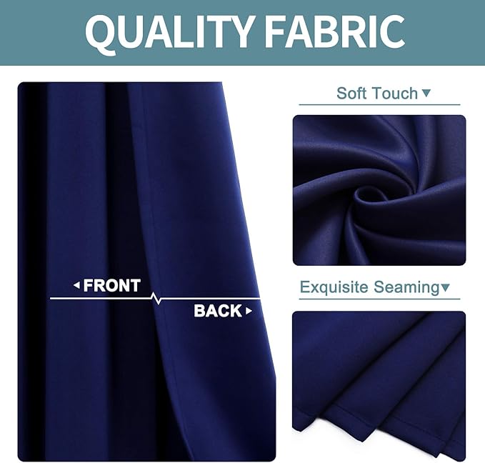 ChrisDowa Grommet Blackout Curtains for Bedroom 52 x 84 Inch - 2 Panels Set Thermal Insulated Room Darkening Curtains for Living Room, Navy Blue