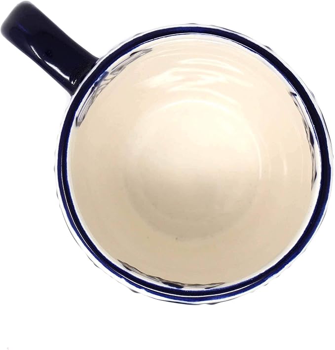 Encantada Handmade Hand-Painted Authentic Mexican Pottery Mugs (1-Pack, Cobalt Blue Flower)