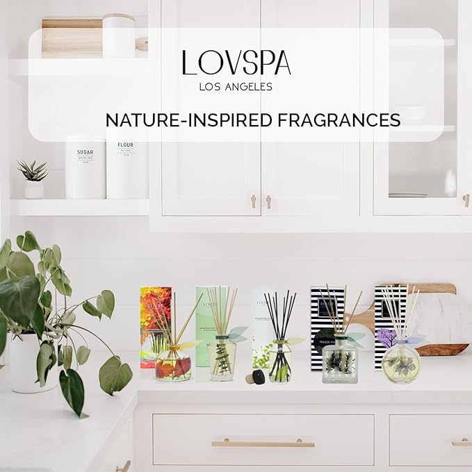 LOVSPA Reed Diffuser Set, Ocean Flowers Scented Oil Diffuser with Sticks, Home Fragrance Accessories for Bathroom Shelf Decor, Aroma Diffusers for Home or Office Desk, USA Made