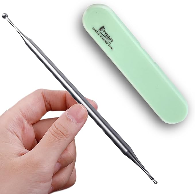 BYYDDIY 6.3inch Stainless Steel Dual Head Facial Reflexology Tools,Ear Massage Tool,Body Point Probe Pen &Trigger Point Massager Tool for Deep Tissue (6.3inch)