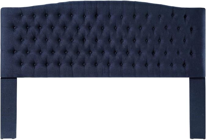 24KF Upholstered Tufted Button Linen Fabric Headboard,Comfortable Fashional Headboard King/CA King Size,Navy Blue