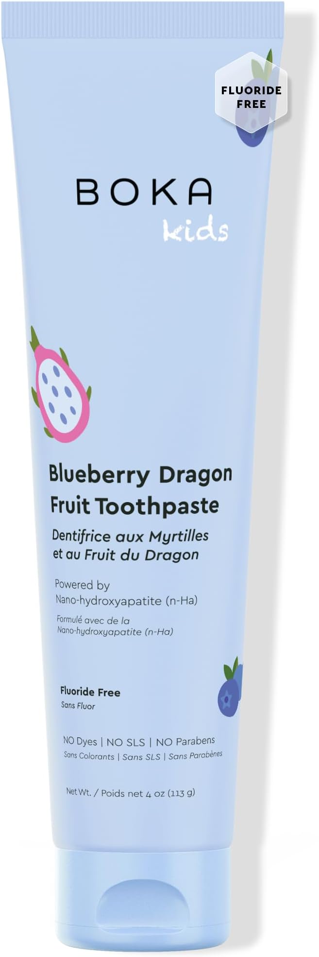 Boka Fluoride Free Toothpaste Nano Hydroxyapatite Toothpaste - Blueberry Dragon Fruit Flavor, 4 oz 1Pk US Manufactured
