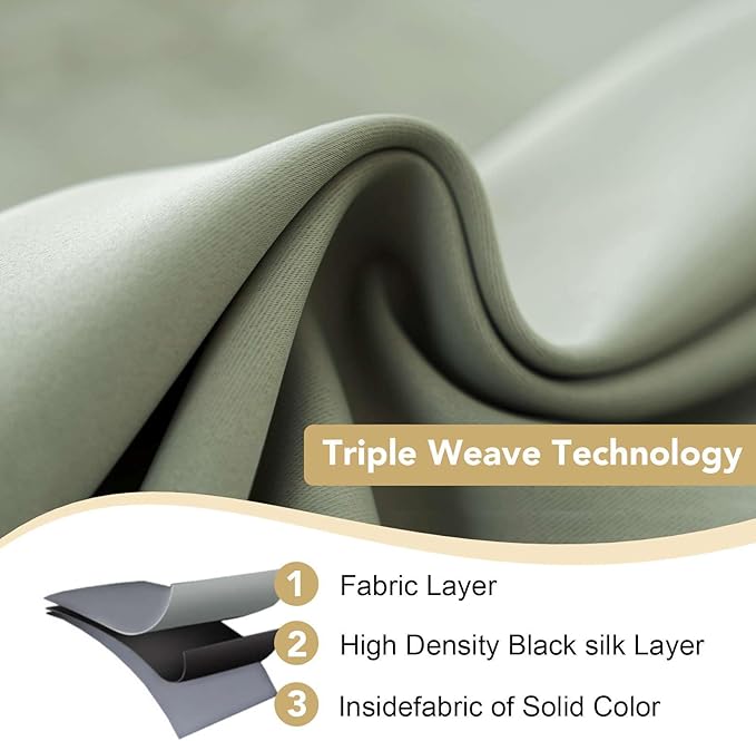 H.VERSAILTEX Room Darkening Curtains for Living Room Light Reducing Thermal Insulated Window Treatment Panels/Drapes Grommet Top 2 Panels Sea Grass - 52 x 96 Inches