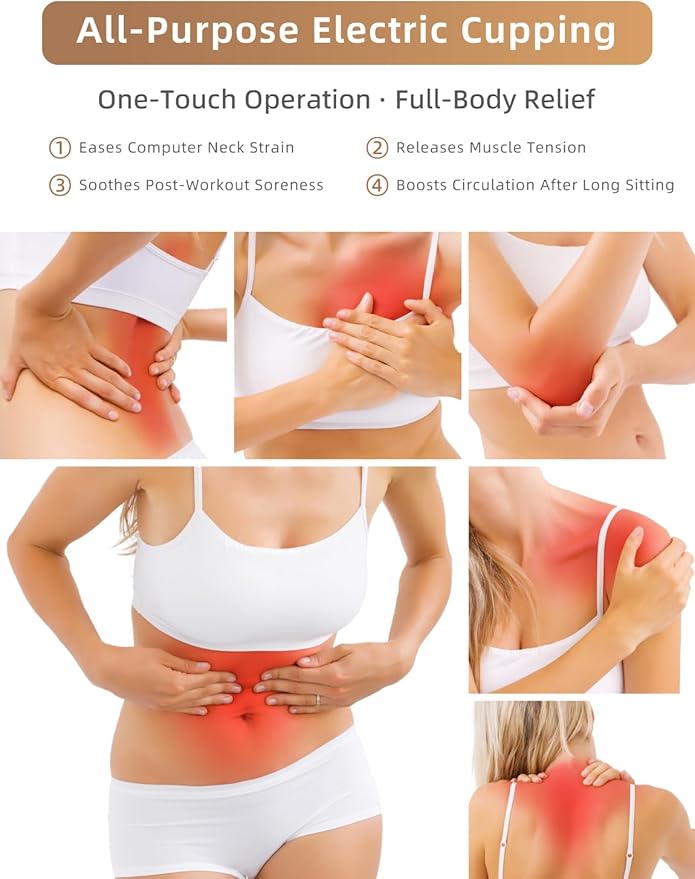 Cupping kit for Massage Therapy, Profession Cupping Set with Electric Cupping Guasha Pump, Cupping Therapy Set with 8pcs High Temp and High Pressure Resistant Vacuum Suction Cups for Cellulite