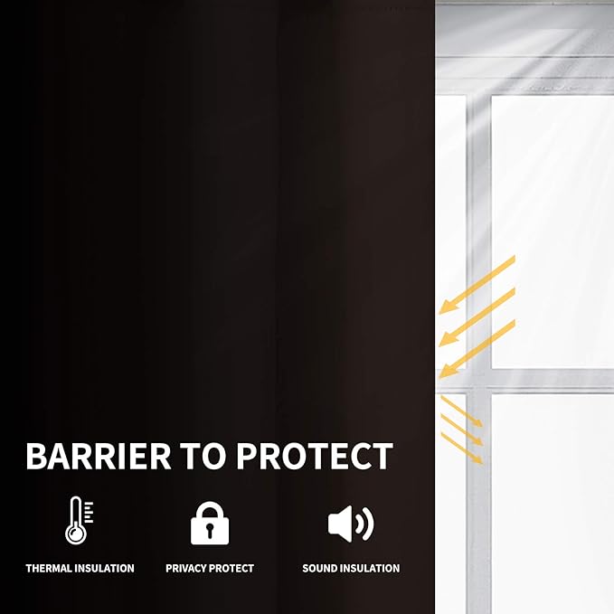 Easy-Going Blackout Curtains for Bedroom, Solid Thermal Insulated Grommet and Noise Reduction Window Drapes, Room Darkening Curtains for Living Room, 2 Panels (52x63 in,Dark Brown)