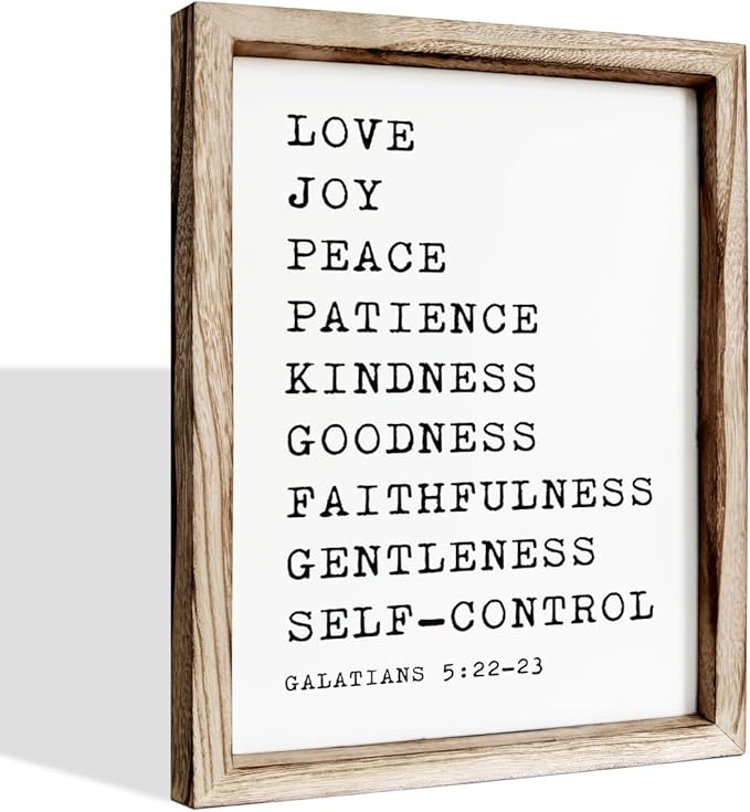 Christian Wall Decors, Positive Home Decors for Living Room, Galatians 5:22-23 Signs Decor, Scripture Decor Art, Framed Wall Plaque Sign 15 * 11.5 inches, Love Joy Peace Sign