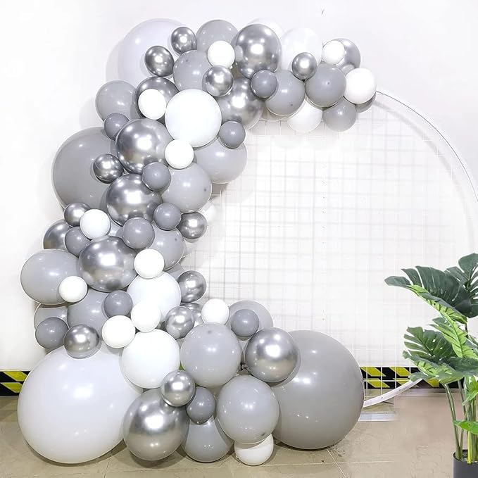 130pcs Gray Balloons Different Sizes 18" 12" 10" 5" Pastel Gray Balloons for Boys Girls Birthday Baby Shower Gender Reveal Wedding Decorations