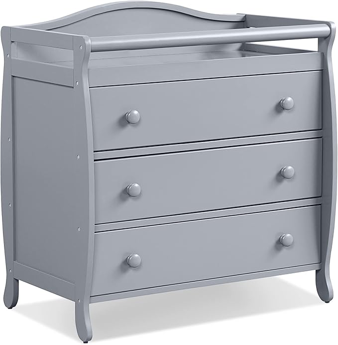 Costzon 3-Drawer Changing Table, Infant Diaper Changing Station with Drawers, Safety Rails & Strap, Baby Changing Table Dresser for Nursery, Easy Assembly (Gray)