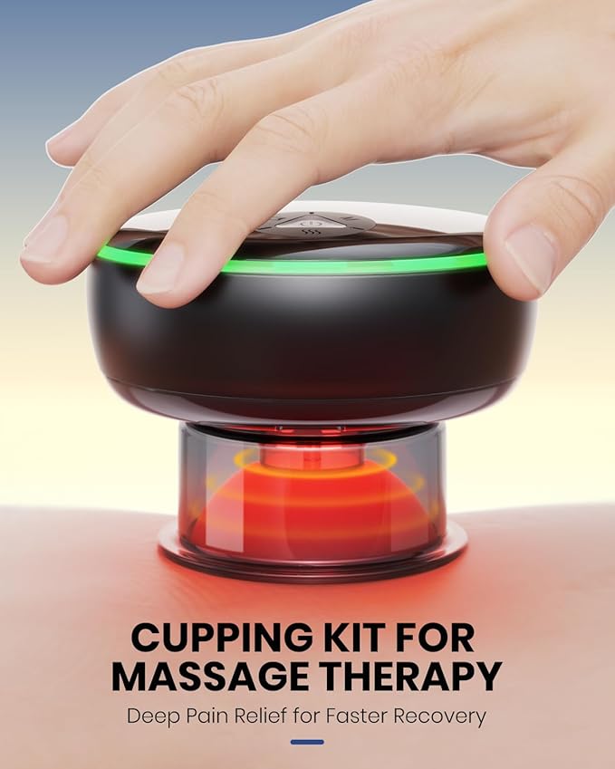 Electric Cupping Kit for Massage Therapy with Remote Controller - 32 Levels of Adjustable Suction & Heat, Portable Cupping Therapy Set for Back Pain Relief, Neck Muscle Soreness