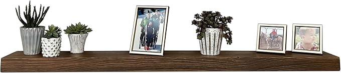 joelsantiques 54 Inch Wooden Floating Shelves for Wall - 54x8x2 in - Made of Natural Wood - Heavy Duty Rustic Wall Shelves for Bedroom - Perfect for Living Room, Kitchen - Medium Brown