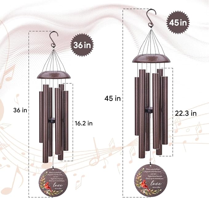 Personalized Sympathy Wind Chimes, Memorial Wind Chimes in Memory of a Loved One Gifts,Gifts for Who Loss of Dad, Mom,Brother, Friends, Sympathy Gift Baskets Home Decor Outdoor Garden Patio