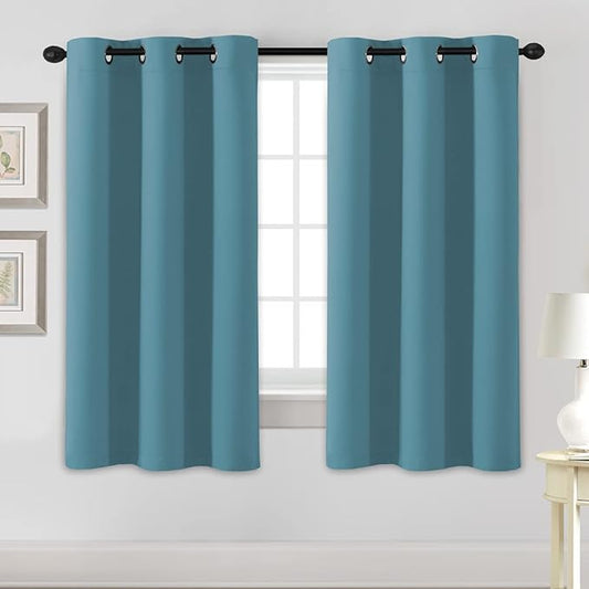 H.VERSAILTEX Blackout Curtains for Bedroom Thermal Insulated Room Darkening Living Room Curtains 63 Inch Long Grommet Privacy Protection Window Curtain Panels/Drapes for Nursery, 2 Panels, Storm Blue