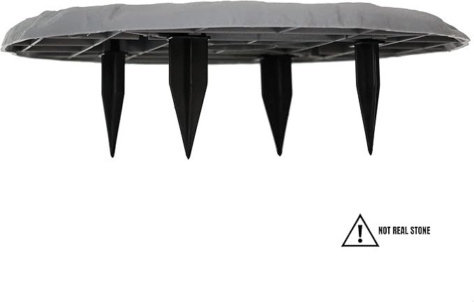 Ei Circular 15.5” Stepping Stones with Ground Stakes - Home or Garden Step Stones for Outdoor Walkway or Pathway Pavers - Resin Material (8, Light Grey Stone)