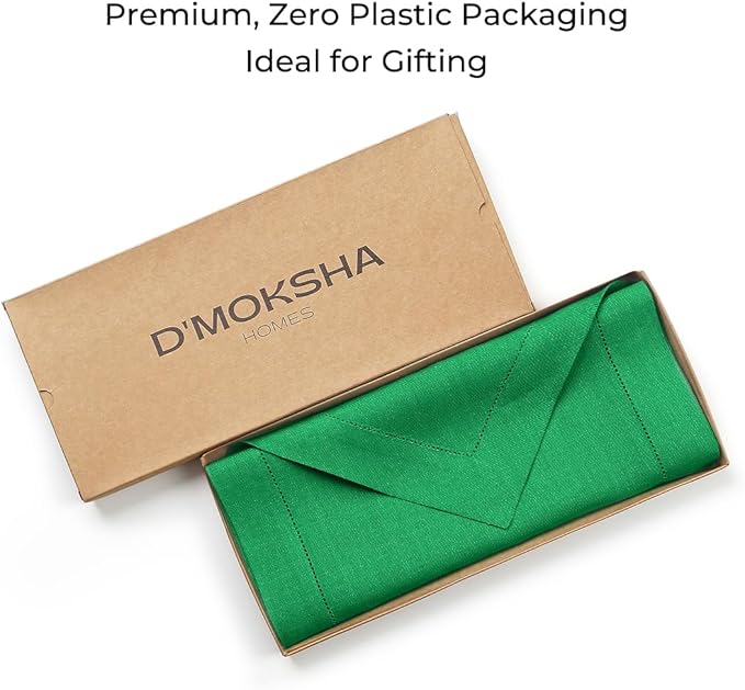 D'Moksha Homes Kelly Green Linen Table Runner 90 Inches Long - 100% Pure Linen Diamond Table Runner 14 x 90 Inch for Dining, Fall and Halloween - Machine Washable