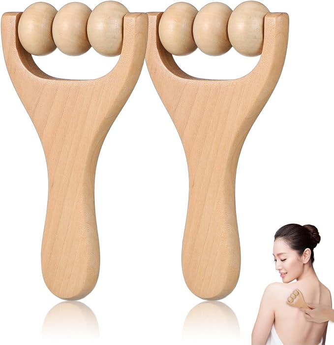 Ciieeo 2Pcs Wooden Massage Roller - Compact Handheld Tool for Foot Shoulder Neck and Waist Relaxation - Improve Sleep Quality
