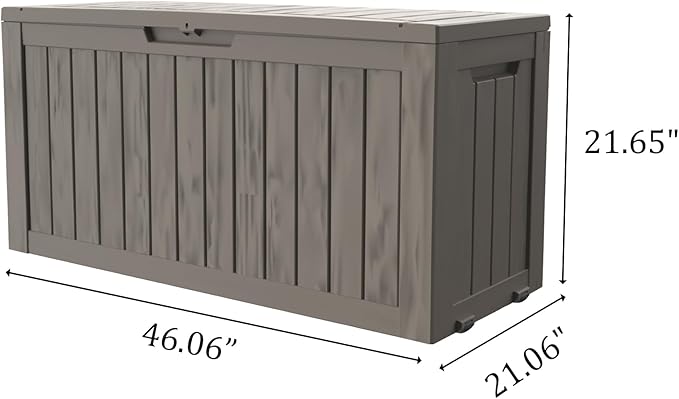 90 Gallon Lockable Resin Deck Box with Wheels, Waterproof & UV-Resistant Outdoor Storage Box for Outdoor Cushion Storage, Garden Tools & Pool Accessories Storage, Gray