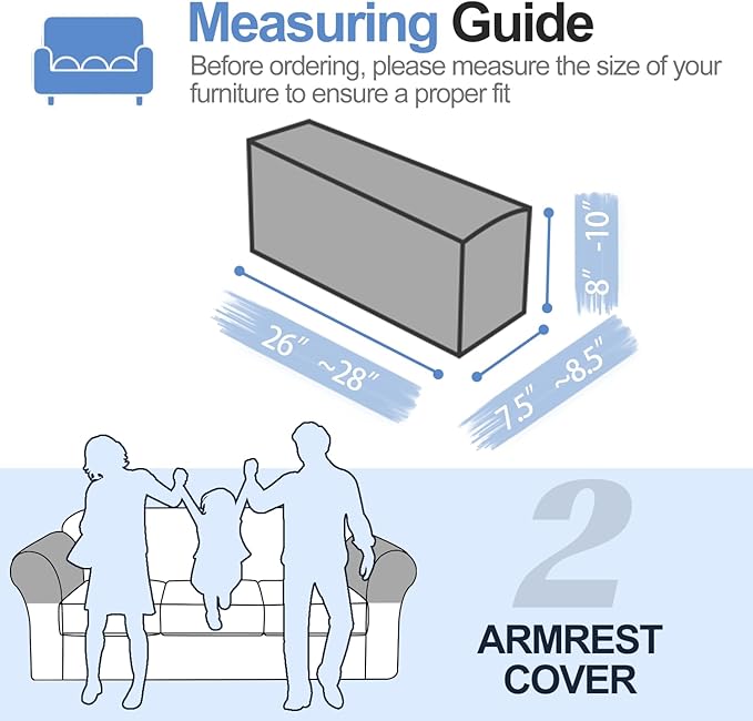 Couch Cushion Covers Individual Large Super Stretch Chenille (Softer Version) Sofa Cushion Covers, Armrest Cover Couch Slipcovers Furniture Protector (2PC, Khaki)