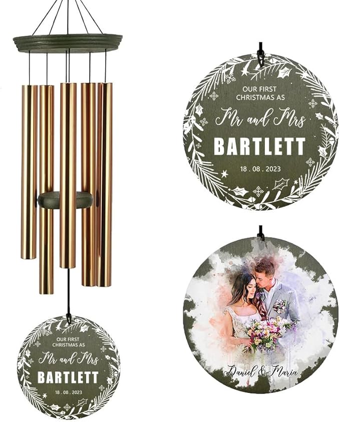 ASTARIN Personalized 20th 50th Anniversary Wind Chime, Happy Anniversary Wedding Valentine's Day Gift for Wife Husband Men Women Sister, Golden Anniversary Keepsake Decorations for Parents Couples