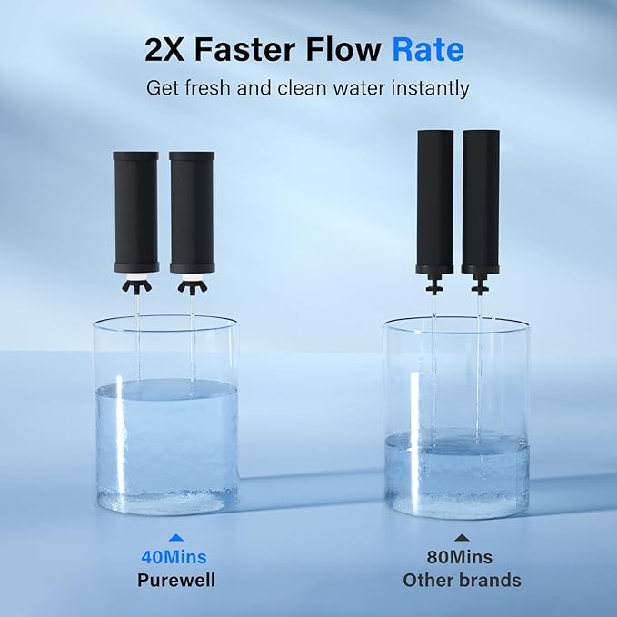 Purewell PF-3 Black 3-Stage Composite Purification Elements, Replacement Filters for ProOne® and Berkey® Filters, ProOne® or Berkey® Big+ Water Filter System and Purewell System (2 Pack, K Series)