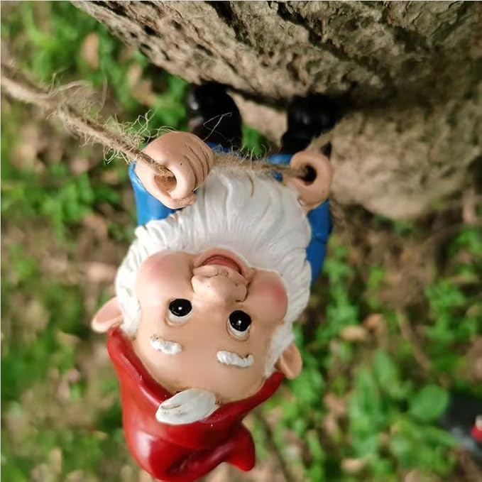 Climbing Gnomes Tree Faces Decor Outdoor for Yard, Adorable Gnome Elf Out Hugger Fairy Door Statue for Tree, Funny Garden Gnome Peeker Sculpture Yard Patio Art