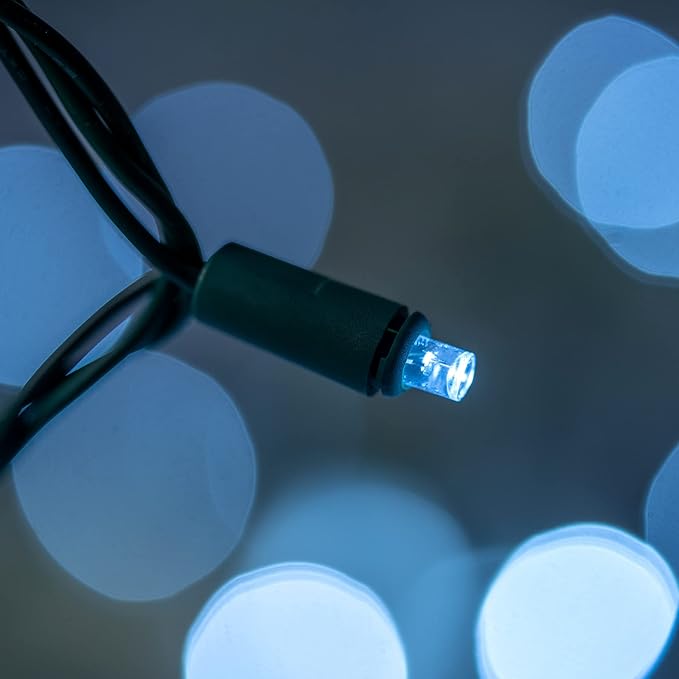 200 Count Cool White Wide Angle LED Christmas Lights, 66 ft Green Wire UL Certified Commercial Grade 5mm Holiday String Light Set (Cool White)