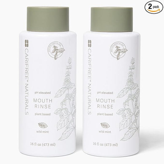 CariFree Naturals Mouth Rinse, pH Elevated, Fluoride-Free, with Magnolia Bark & Essential Oils, Organic Ingredients, Alcohol-Free, Dentist Recommended, Dentist Developed Wild Mint 16 Fl Oz (Pack of 2)