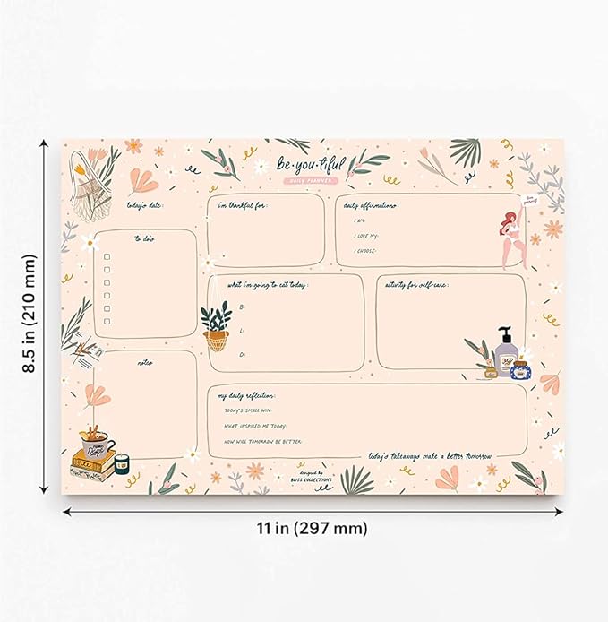 Bliss Collections Daily Planning Pad, To Do List Notebook - Beautiful - Undated Tear-Off Sheets Notepad - Day or Work Calendar, Organizer, Scheduler for Goals, Tasks, Ideas - 8.5" x 11", 50 Sheets