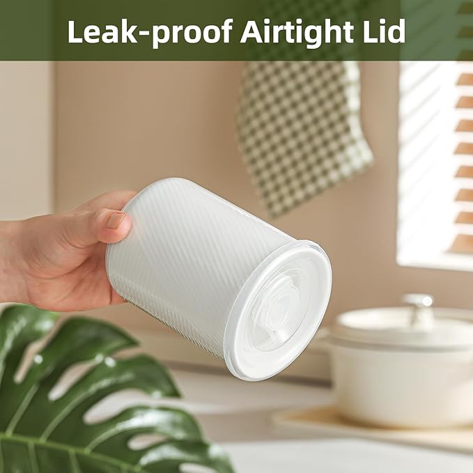 Food Storage Containers with Airtight Lids: Ceramic Canister Sets for Kitchen Countertop - Porcelain Jar for Coffee Tea Flour Sugar Rice Cookies Candy - White (23+42+75 oz)