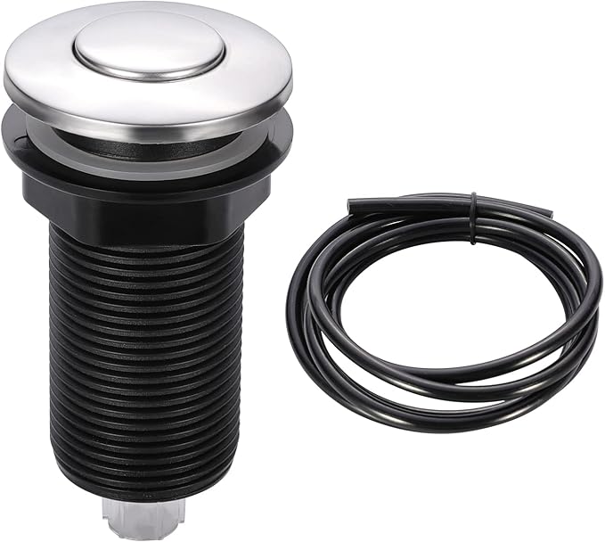 RQYEKDO Garbage Disposal Air Switch Kitchen Sink Top Long Stainless Steel Polished Nickel Long 2.5" for Food and Waste Disposal On/Off Air Button Parts Polished