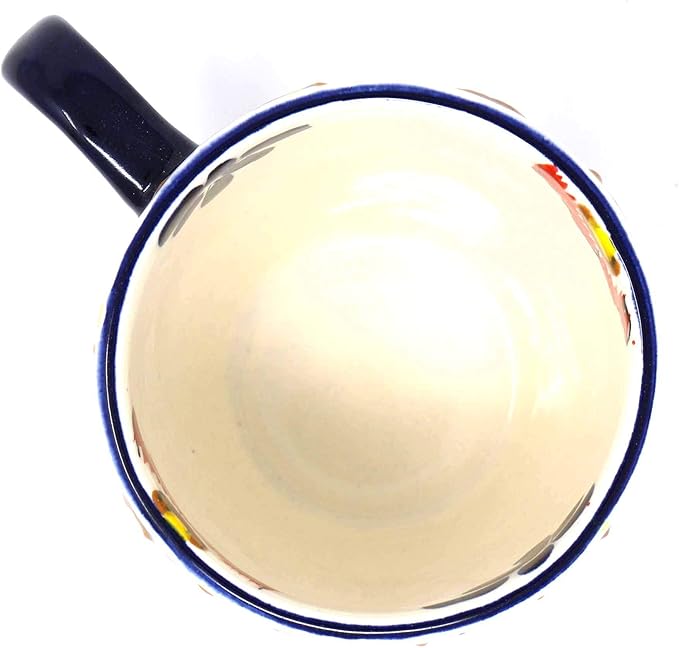 Encantada Handmade Hand-Painted Authentic Mexican Pottery Mugs (1-Pack, Dots & Flowers)