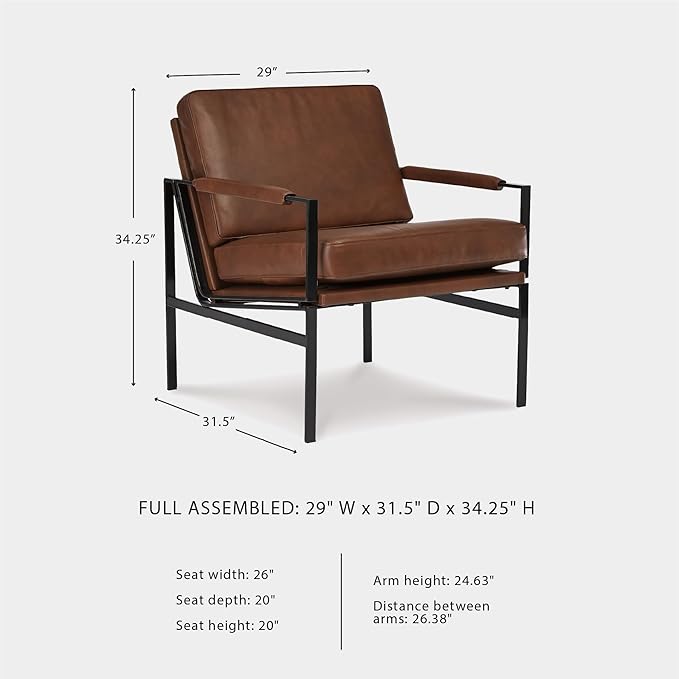 Signature Design by Ashley Puckman Mid-Century Modern Leather Accent Chair, Brown