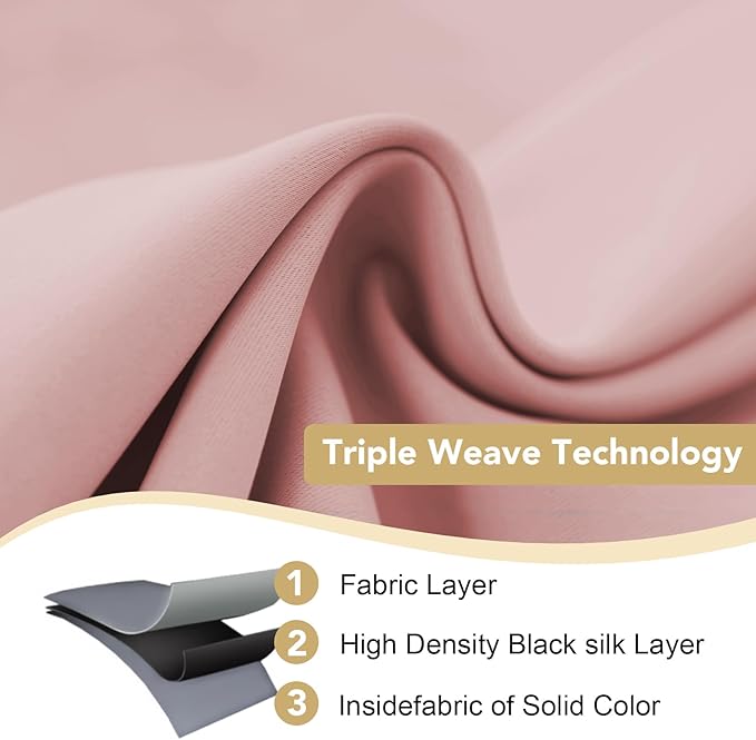 H.VERSAILTEX Blackout Curtains for Bedroom Thermal Insulated Room Darkening Living Room Curtains 72 Inch Long Grommet Privacy Protection Window Curtain Panels/Drapes for Nursery, 2 Panels, Baby Pink