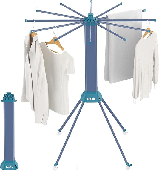 Clothes Drying Rack Foldable & Collapsible Drying Racks with 4-Leg Octopus Design, Large Capacity Space Saving Indoor Drying Rack for Bedroom,Balcony,Laundry for Indoor/Outdoor Use(Grey & Green)