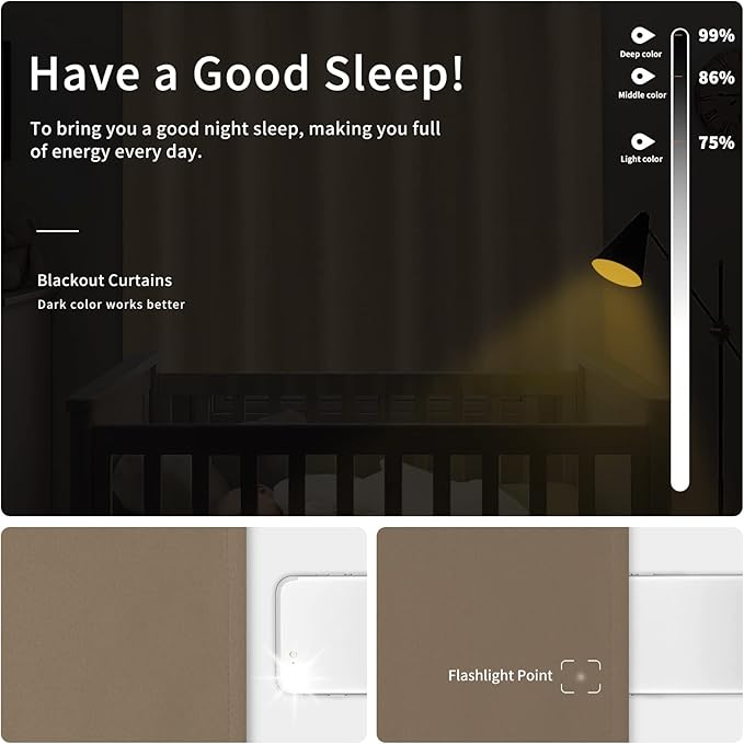 Easy-Going Blackout Curtains for Bedroom, Solid Thermal Insulated Grommet and Noise Reduction Window Drapes, Room Darkening Curtains for Living Room, 2 Panels (42x95 in, Camel)