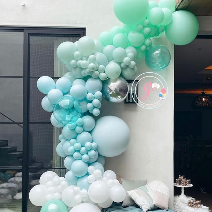 130pcs Mint Green Balloons Different Sizes 18" 12" 10" 5" Pastel Light Green Balloons for Boys Girls Birthday Baby Shower Gender Reveal Wedding Decorations
