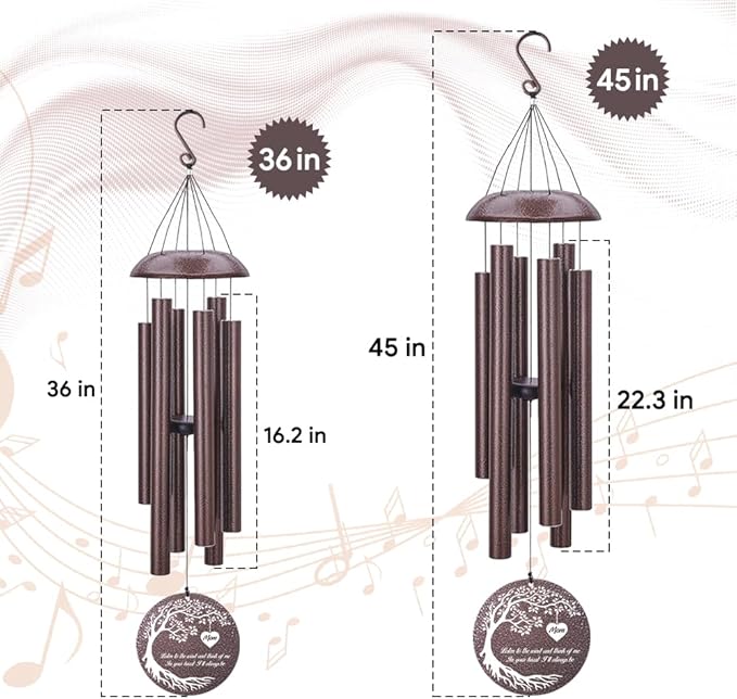 Personalized Memorial Wind Chime, Metal Wind Chime Deep Tone, Wind Chimes for Loss of Loved One, Sympathy Gift Loss of Mom Dad or Loved One, Decorative Wind Chimes Outdoor