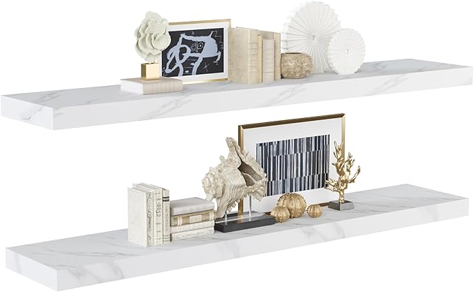 BAMEOS Floating Shelves,40 in W x 8in D Wall Mounted Wooden Shelves with Invisible Brackets Set of 2, Hanging Wall Shelves Decoration for Bedroom, Bathroom, Living Room and Kitchen