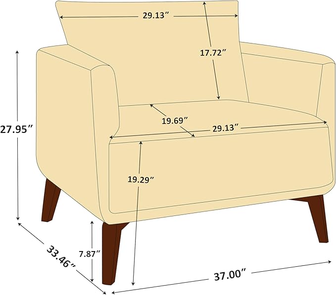Oversized Accent Chair Modern Boucle Armchair for Living Room- 37" Wide Accent Chair with Solid Wood Legs, Curry Upholstered Lounge Chair for Bedroom & Office, Cozy Reading Chair (Easy Assembly)