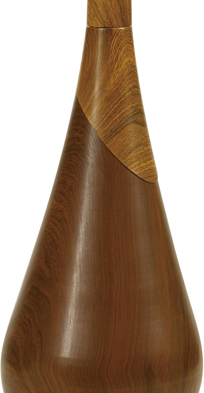 GLOBE Electric Novogratz x Harrington 65" Floor Lamp, 2-Tone Faux Wood Base, White Fabric Shade, Socket Rotary Switch 67225