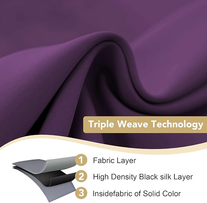 H.VERSAILTEX Bedroom Curtain Panels Blackout Draperies Room Darkening Curtains Window Panel Drapes - (Plum Purple Color) 1 Pair, 52 by 84-inch, 8 Grommets/Rings per Panel