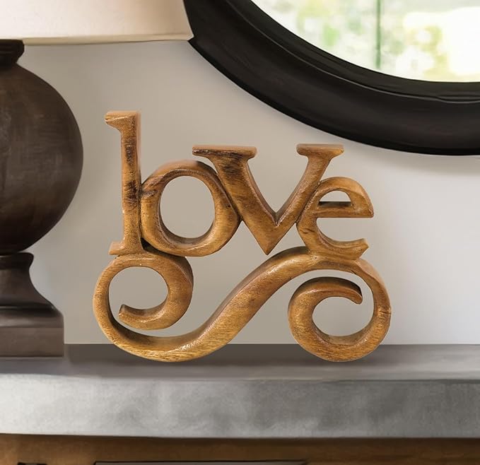 Decozen Gifts for Mom - Wooden Love Letters Sculpture - Mother's Day Birthday Gifts, Home, Office, Living Room, Shelf, Fireplace, Farmhouse, Tabletop, Boho and Mantle Decor - Mothers Day Decorations