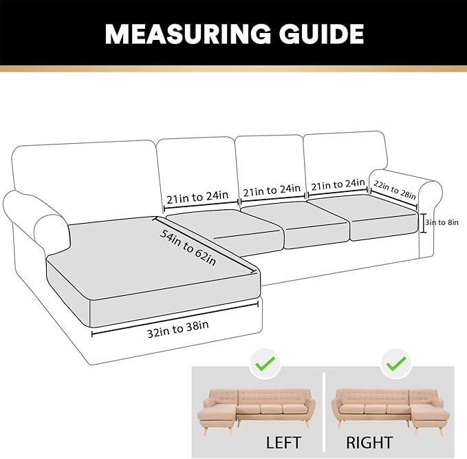 PrinceDeco Sectional Couch Covers 4 Pieces Couch Covers for Sofa Velvet Separate Couch Cover L Shape for Left/Right Chaise(3 Seater + 1 Chaise,Taupe)