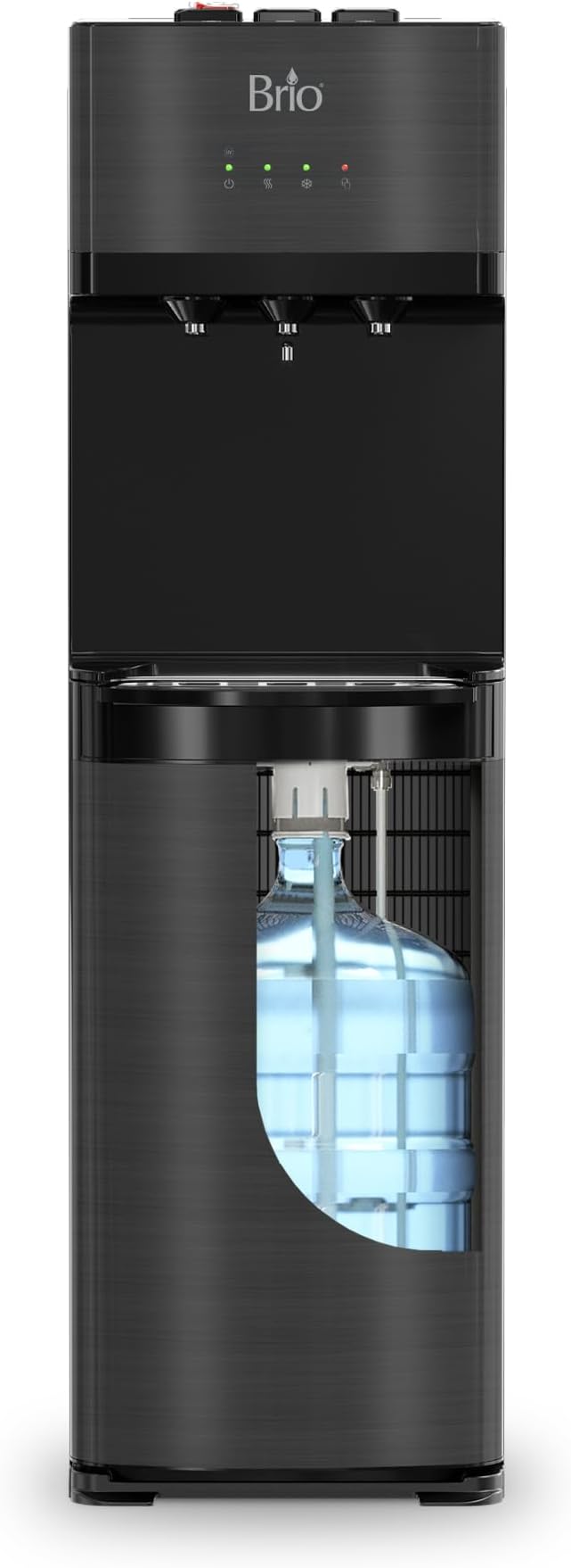 Brio Self Cleaning Bottom Loading Water Cooler Water Dispenser – Black Stainless Steel - 3 Temperature Settings - Hot, Room & Cold Water
